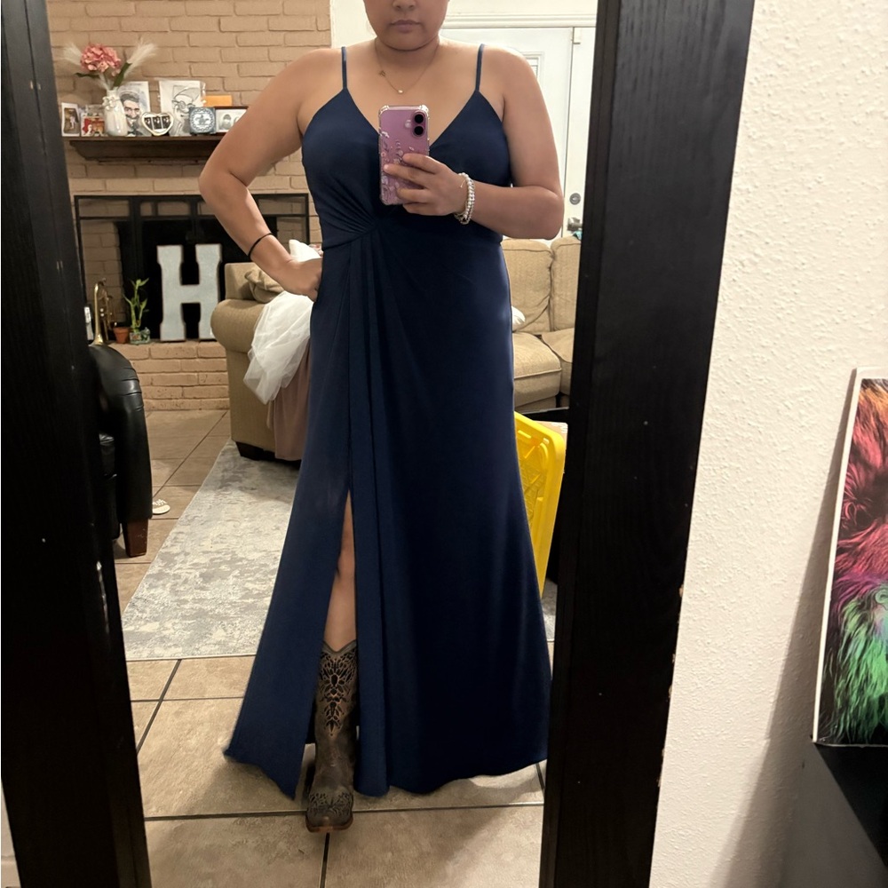 David's Bridal Navy Blue Gown